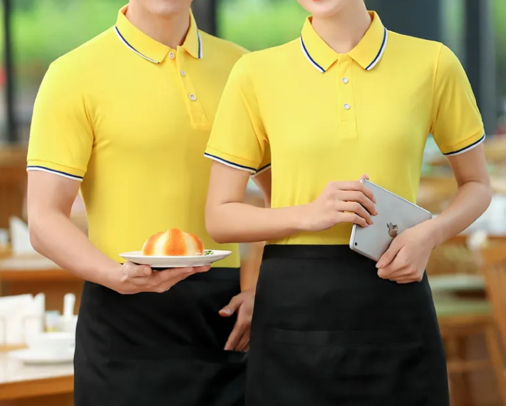 黃色酒店職業(yè)裝展示，酒店服務(wù)員制服